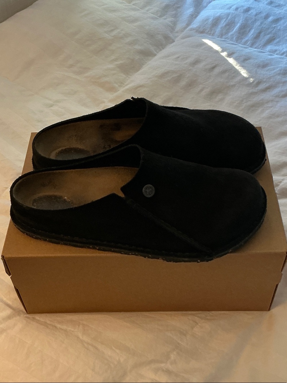 Birkenstock Zermatt Premium Clogs: Black Suede; Size 43 EU/10 US